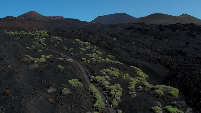 Aerial drone view of the landscape of La Palma, Canary Islands, Spain