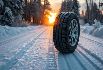 winter tires, snowy road