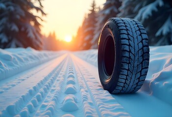 winter tires, snowy road