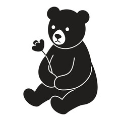 Fototapeta premium Vector clip art art illustration of a teddy bear holding a flower