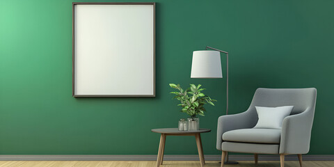 Minimalist Living Room with Green Wall