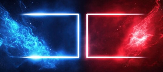 background with versus frames in red and blue tones