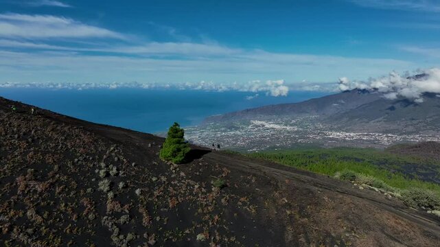 Aerial drone view of the landscape of La Palma, Canary Islands, Spain