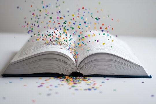 streams of information fly out of the book