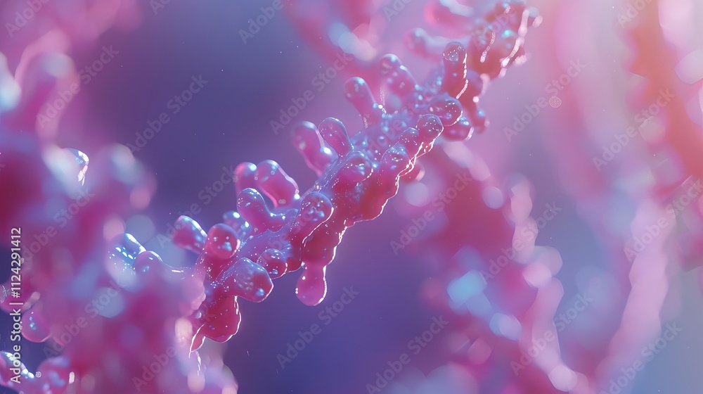 Poster 3d rendering of a detailed dna double helix structure representing biotechnology, genetics, and medi