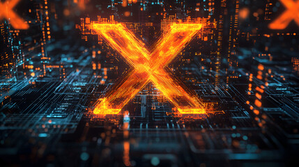 Glowing X: Digital Inferno