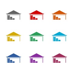 Warehouse icon isolated on white background. Set icons colorful