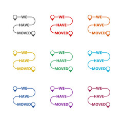 We have moved icon isolated on white background. Set icons colorful