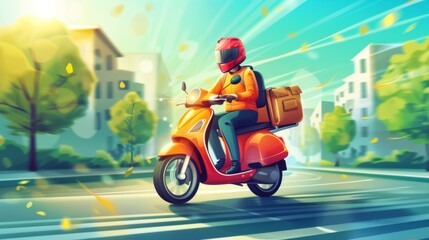 Fast delivery scooter illustration generated by ai