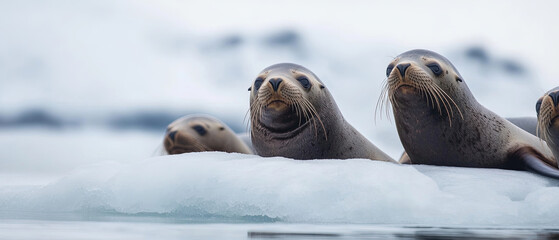 Fototapeta premium sea lions. a group of sea lions at the antarctica