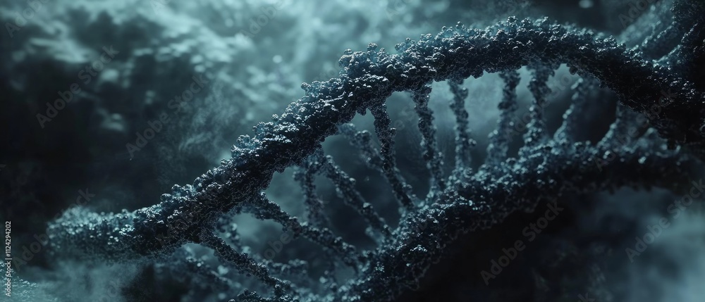 Poster a detailed representation of dna strands illustrating the complexity of gene editing techniques used