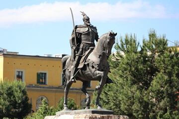 Skanderbeg monument in the Albanian city of Tirana