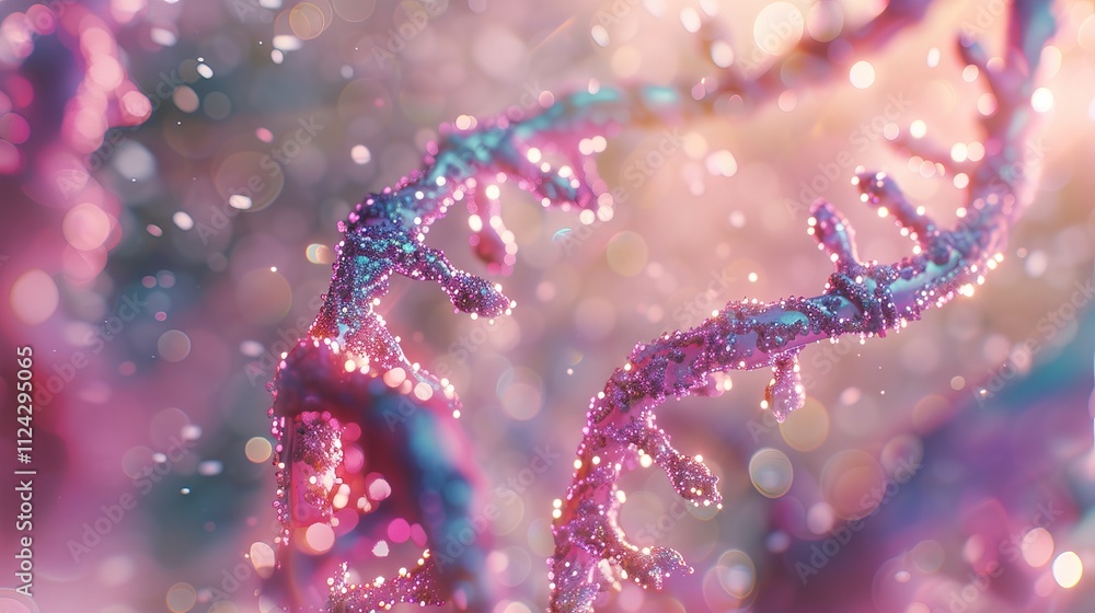 Poster 3d rendering of a detailed dna double helix structure representing biotechnology, genetics, and medi