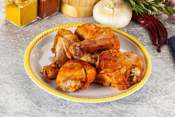 Raw marinated chicken drumstick for cooking