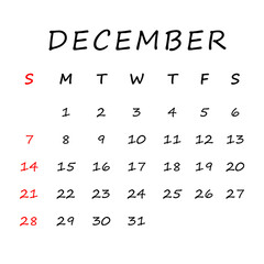Obraz premium December 2025 Calendar png transparent background 