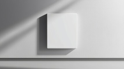 White frame hangs on textured wall, minimalist mockup template.