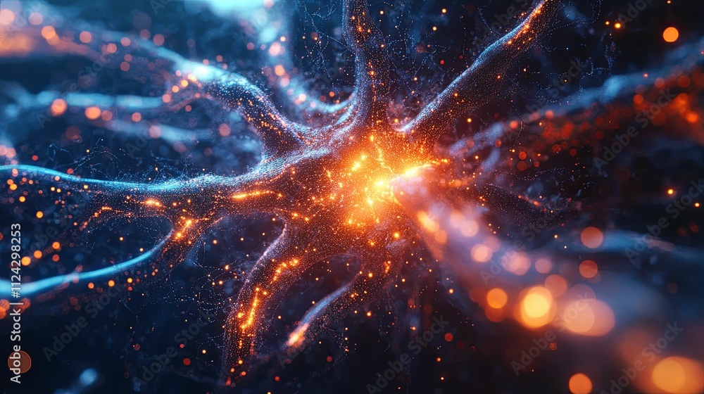 Poster abstract representation of a neuron firing