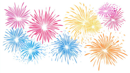 Explosive Fireworks. fireworks on white background