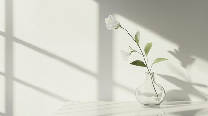 Simplistic Beauty: A Single White Flower in a Glass Vase