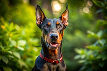 Adorable Doberman Pinscher Dog Breed: Cute Cartoon Poses, Low Light Photography Prints
