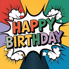 Fototapeta premium Happy Birthday text vector flat illustration