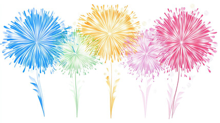 Explosive Fireworks. Fireworks Explosions. fireworks on white background