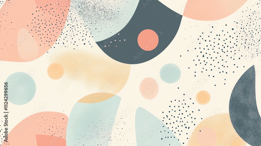 Poster abstract geometric pattern with various shapes and colors.