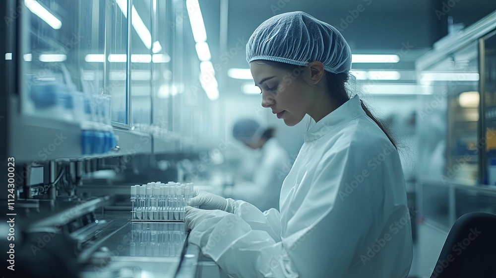 Poster scientist working in a modern laboratory setting
