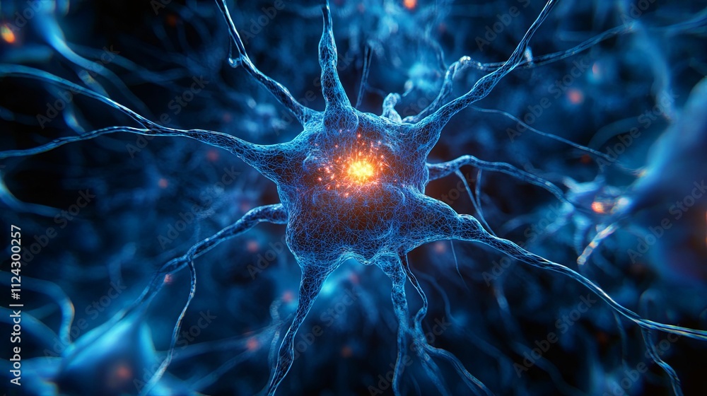 Poster detailed visualization of a single neuron cell