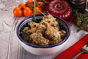 Beef liver with cream sauce
