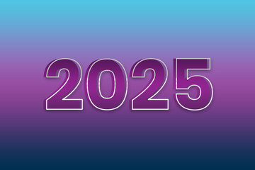 Purple color gradient Happy New year 2025 lettering template 