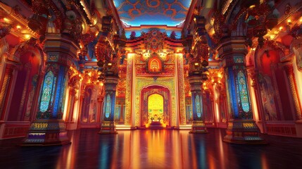 Obraz premium Opulent palace interior, grand hall.