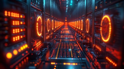 Glowing Cryptocurrency Mining Facility with Futuristic Tech Lighting