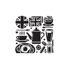 English Breakfast silhouette vector icon design symbol illustration.