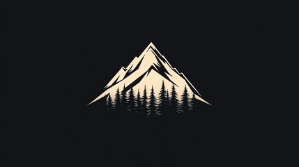 A minimal illustration of a mountain range with a forest and the sun.