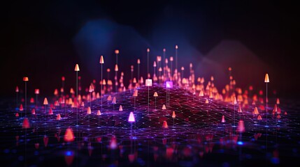 Illuminated Data Points on a Networked, Polygonal Landscape