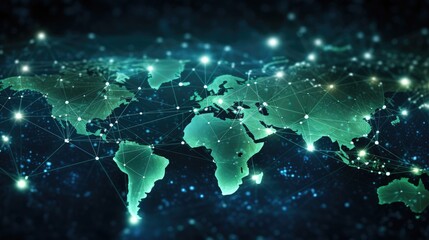 Global Network Connectivity: A World Map Illuminated by Interconnected Nodes