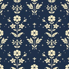 Repeating abstract floral silhouettes in a decorative pattern for modern design aesthetics