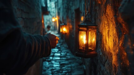 Enchanting Alleyway: A Cozy Glow in the Night