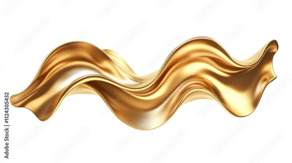 Poster abstract gold wavy line design isolated transparent background