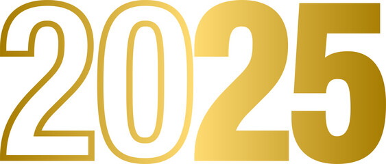 Golden 2025 new year, gold color 2025