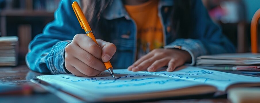A child learning to write their name, practicing letters