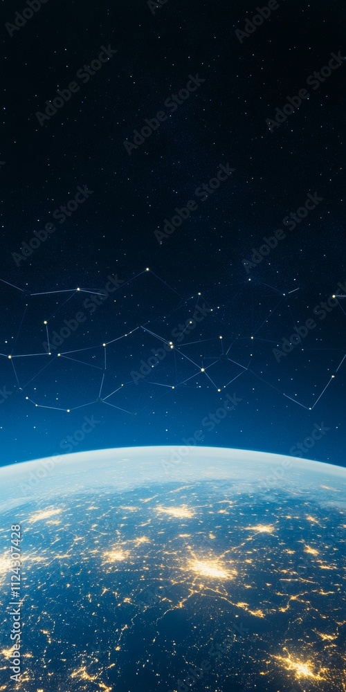 Poster satellite network monitoring earths space for asteroids