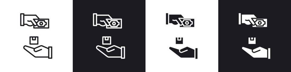 Cash on delivery linear icon set for app, and web design.