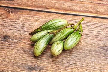 Small organic young green eggplant