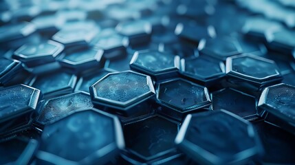 Obraz premium Innovative blue hexagon pattern background representing genetic research, molecular structures, and chemical engineering concepts for healthcare, science, and medical design applications