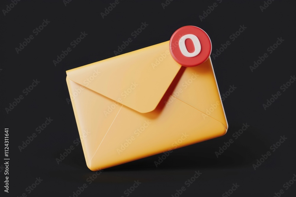 Poster A 3D rendered image of a yellow envelope with a red notification badge showing zero unread messages.