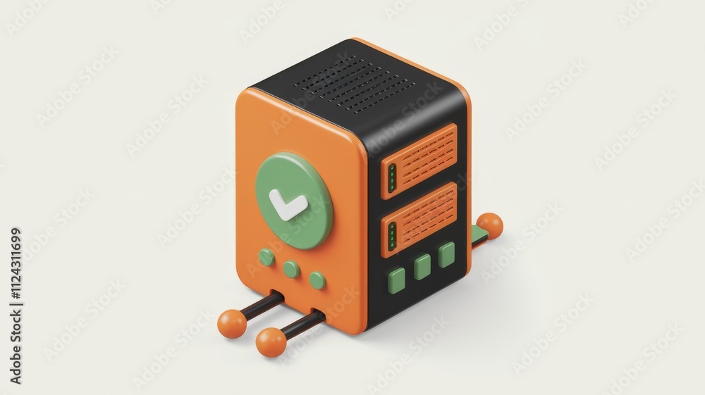 Fototapete 3D rendering of a stylized server showing successful operation.