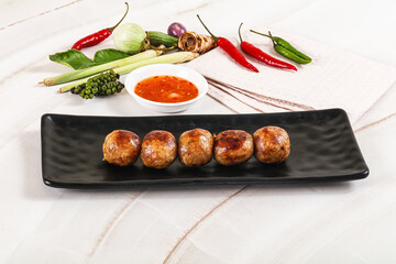 Thai grilled round skewer satay