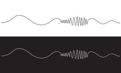 One line drawing of sound wave. Continuous linear sketch . Vector illustration. isolated on white and black background. EPS 10